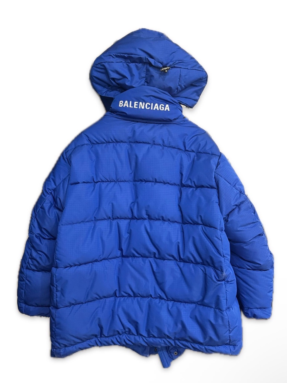 Balenciaga Blue Puffer Jacket with High Collar with Logo | Size 36